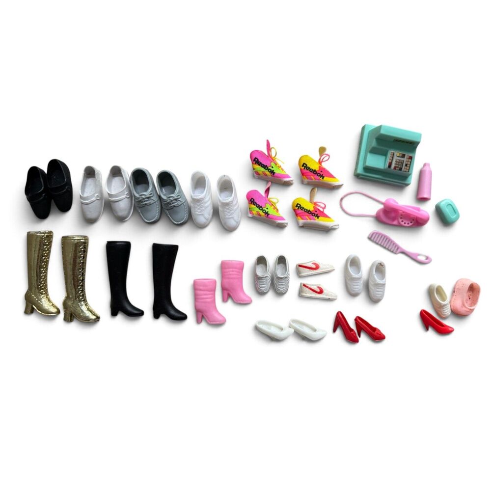 LOT Vintage Barbie Ken Shoes Sneakers Heels Boots Reebok Nike Matching Pairs
